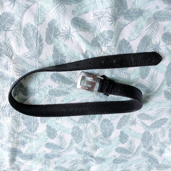 GUESS Genuine Leather Black G Buckle Belt | Size S main image 6